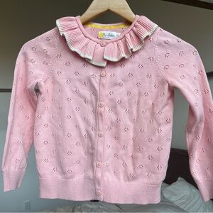 NWOT Mini Boden Pink Ruffled Cardigan size 7/8